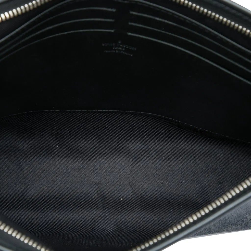 Louis Vuitton Damier Graphite Pochette Voyage MM Black Canvas Good - Model View