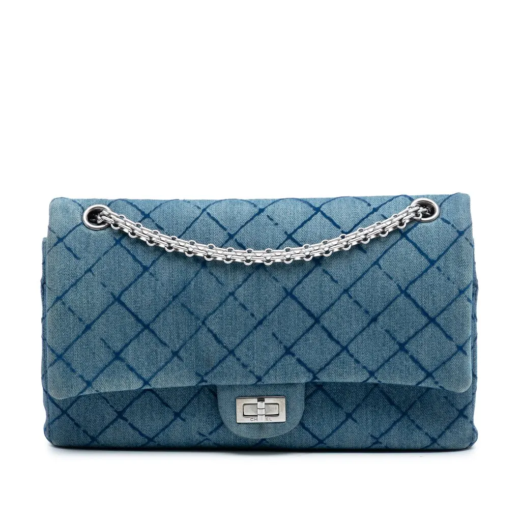Chanel Quilted Denim Reissue 2.55 Double Flap 226 Blue Very good - Front View