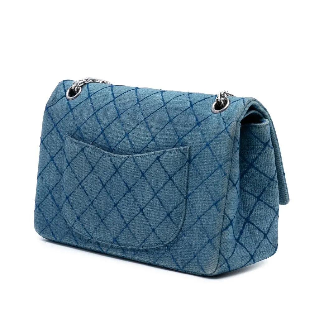 Chanel Quilted Denim Reissue 2.55 Double Flap 226 Blue Very good - Back View