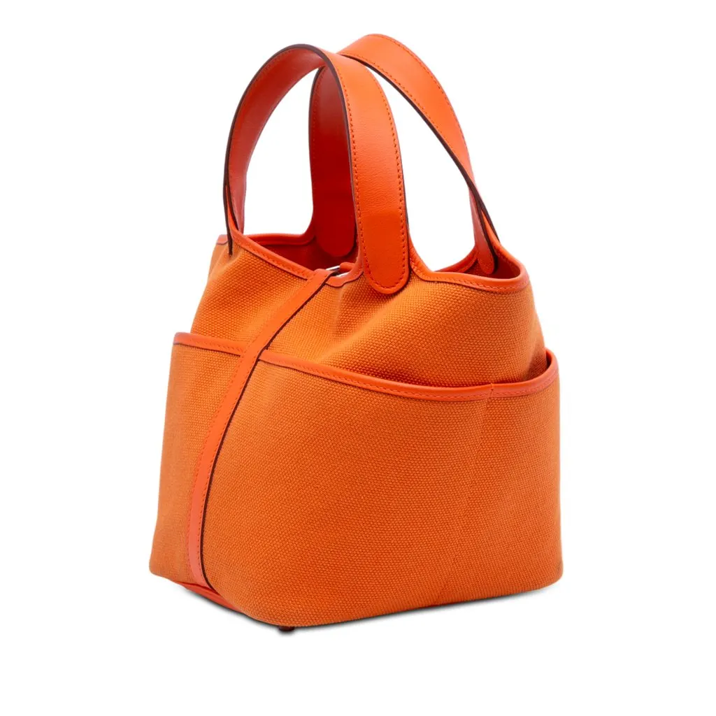 Hermès Toile Goeland and Swift Cargo Picotin Lock 18 Orange Good - Back View