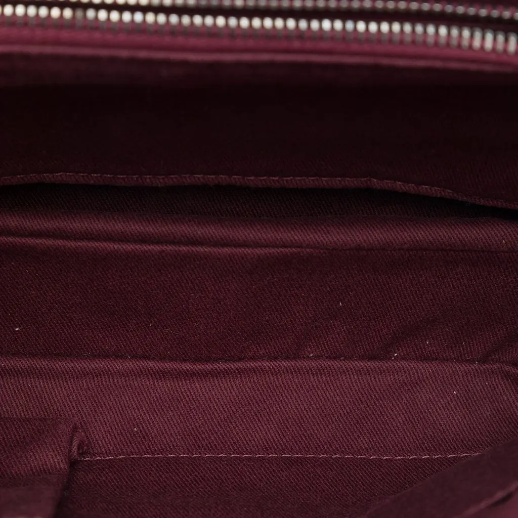 Chanel Quilted Aged Calfskin Logo Accordion Flap Red Leather Good - Model View