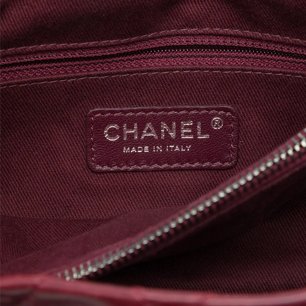 Chanel Quilted Aged Calfskin Logo Accordion Flap Red Leather Good - Box View