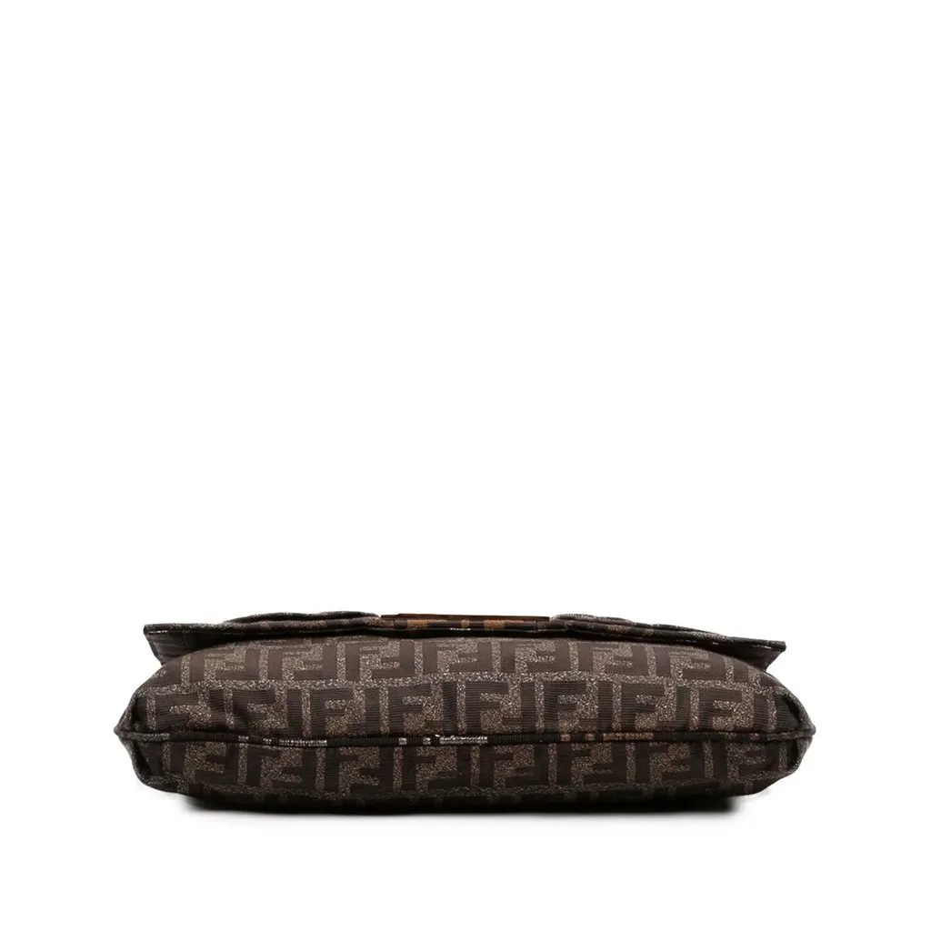 Fendi Large Zucca Canvas Glitter Mia Flap Shoulder Bag Brown Very good - Inside View