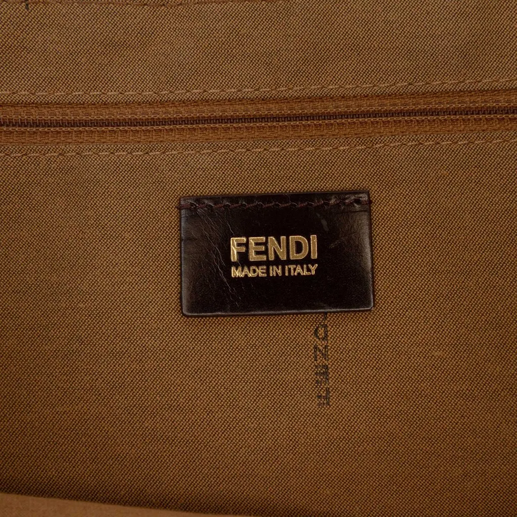 Fendi Large Zucca Canvas Glitter Mia Flap Shoulder Bag Brown Very good - Box View