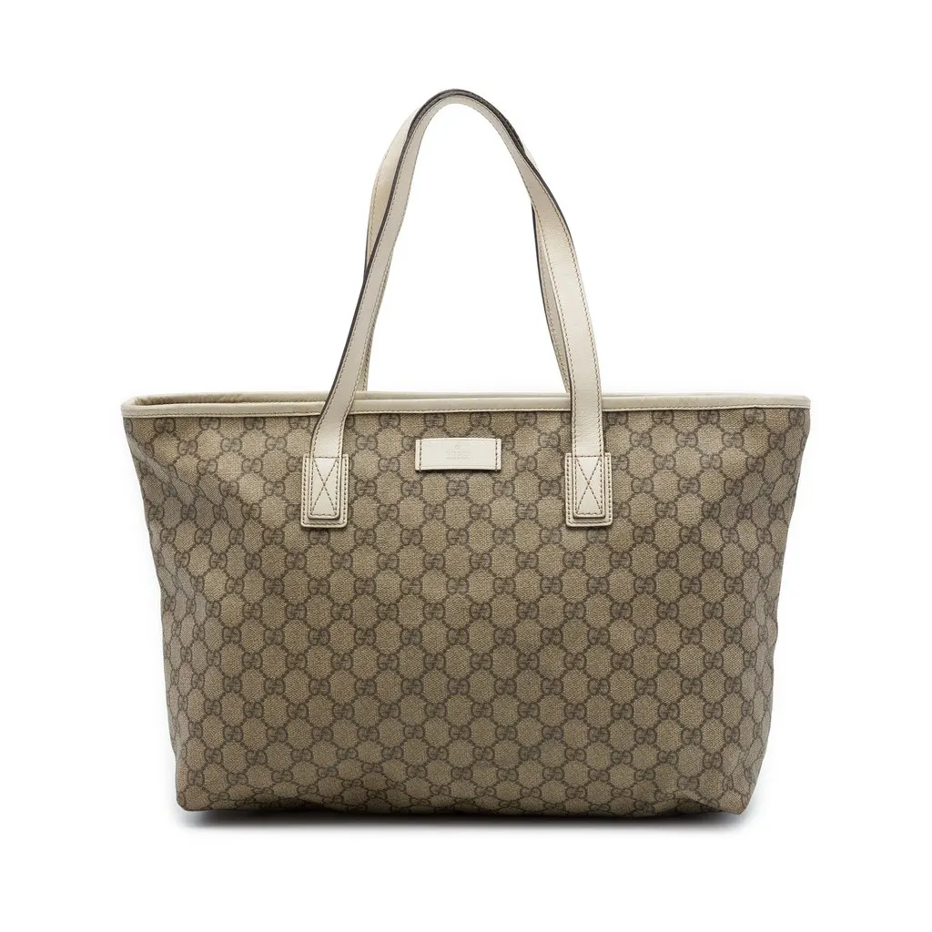 Gucci Medium GG Supreme Tote Beige Canvas Good - Front View