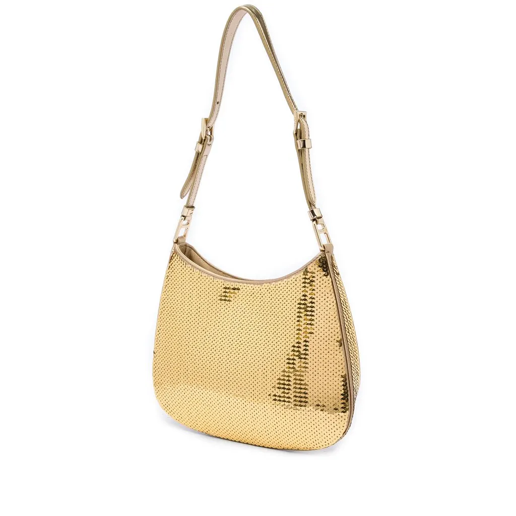 Prada Sequin Embellished Satin Cleo Shoulder Bag Gold Very good - Back View