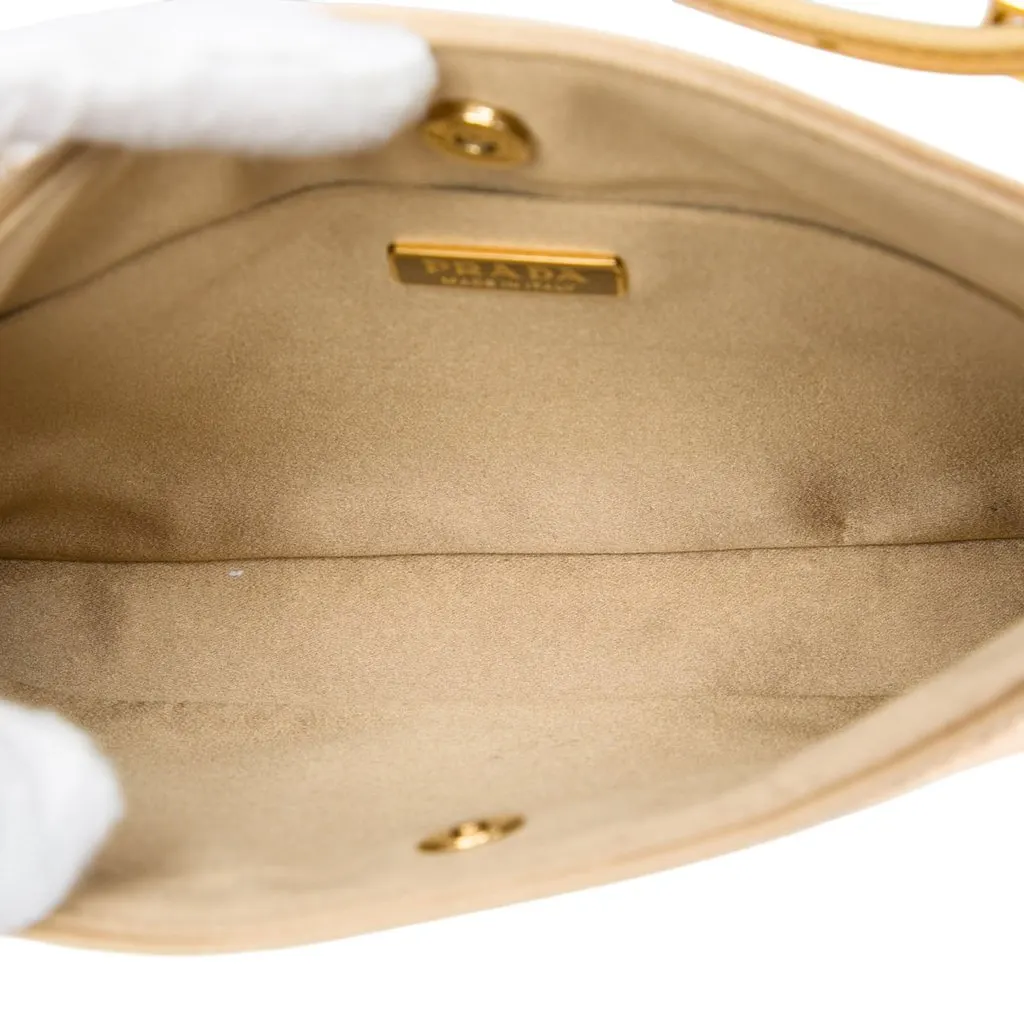 Prada Sequin Embellished Satin Cleo Shoulder Bag Gold Very good - Model View