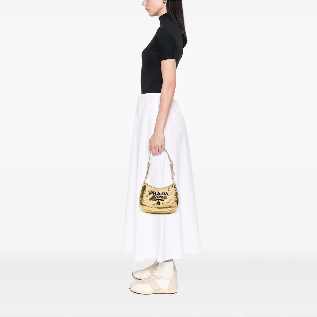 Prada Sequin Embellished Satin Cleo Shoulder Bag Gold Very good - Box View
