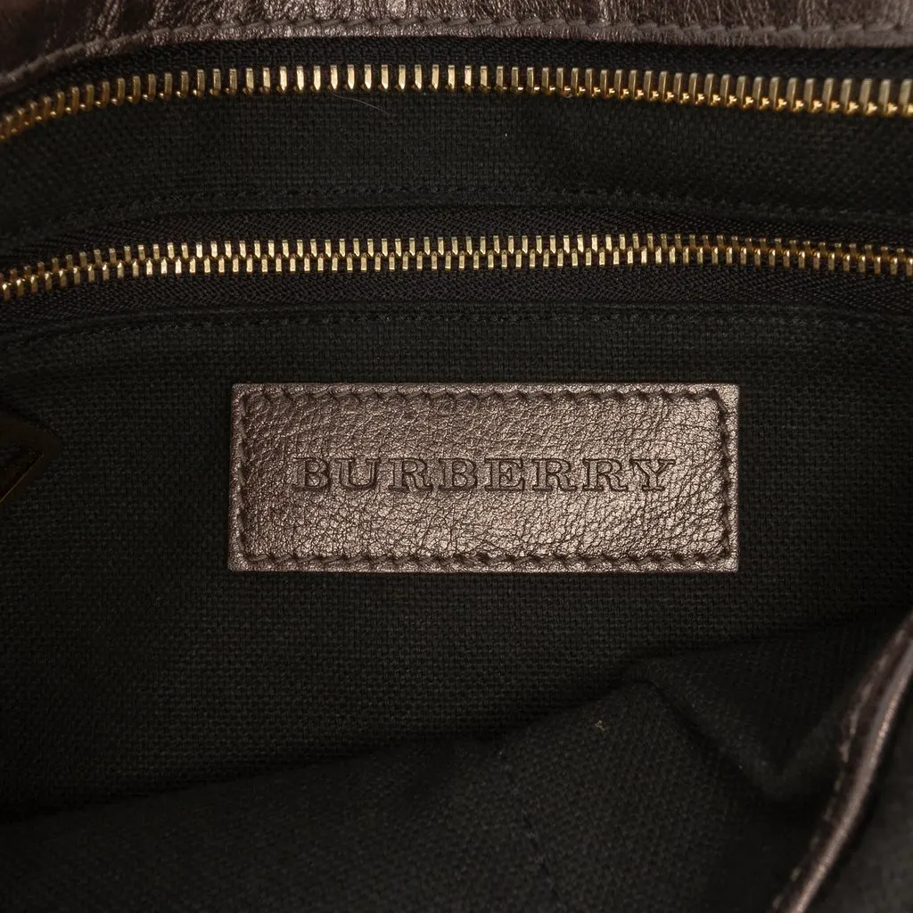 Burberry Supernova Check Canvas and Metallic Leather Crossbody Brown Very good - Box View