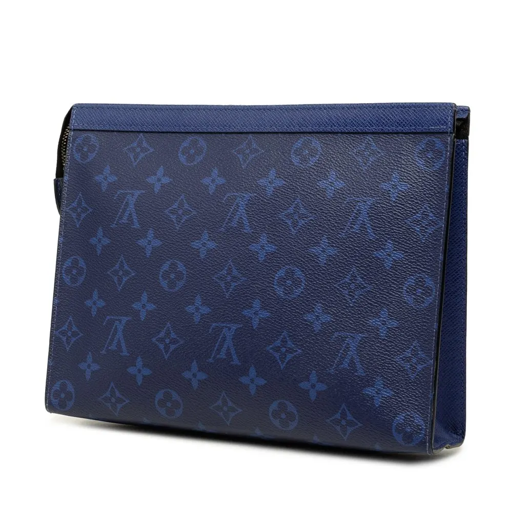 Louis Vuitton Monogram Taigarama Pochette Voyage MM Blue Canvas Very good - Back View