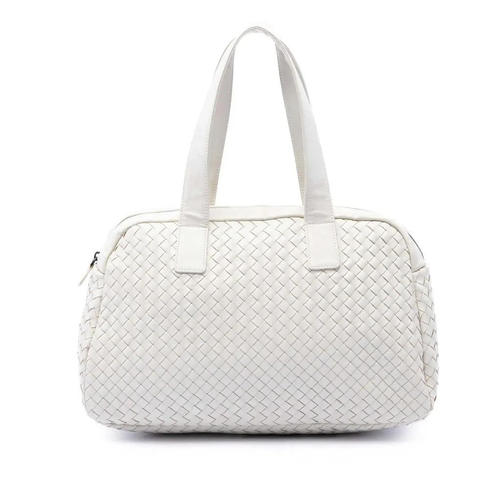 Bottega Veneta Nappa Intrecciato Handbag White Leather Very good - Front View