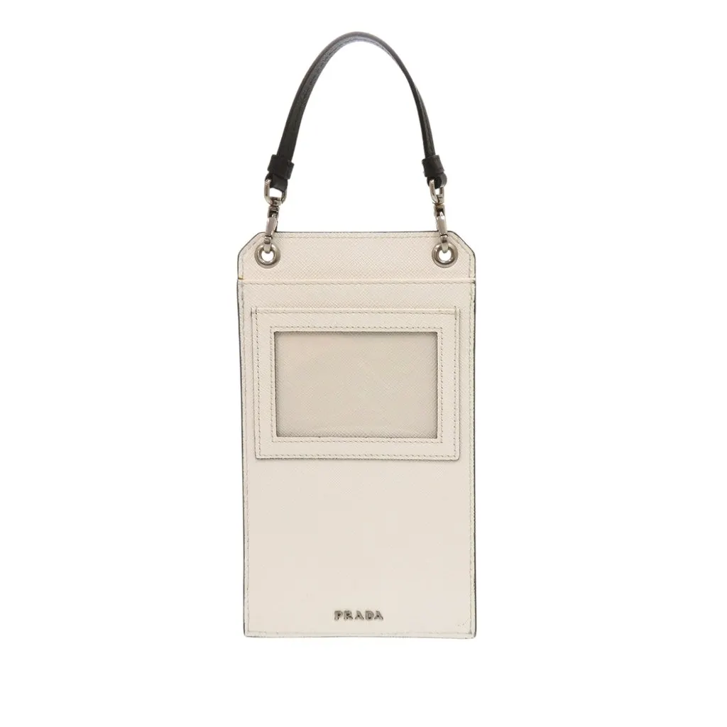 Prada Saffiano Patch Phone Holder White Leather Very good - Back View