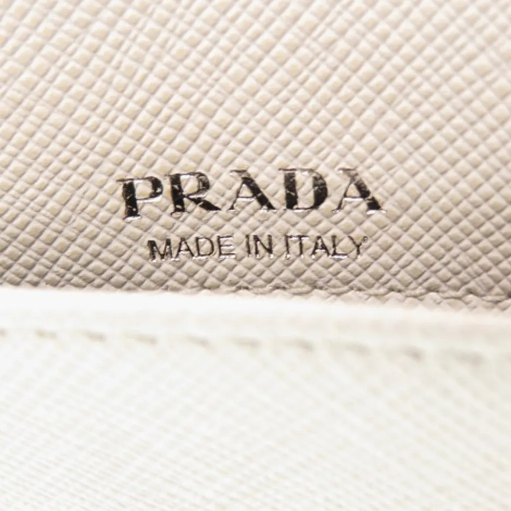 Prada Saffiano Patch Phone Holder White Leather Very good - Box View
