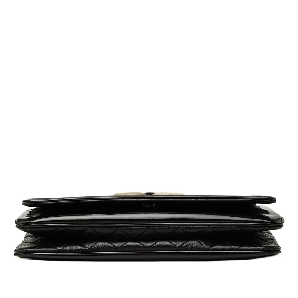 Chanel CC Patent Lipstick Ligne Flap Black Leather Very good - Inside View