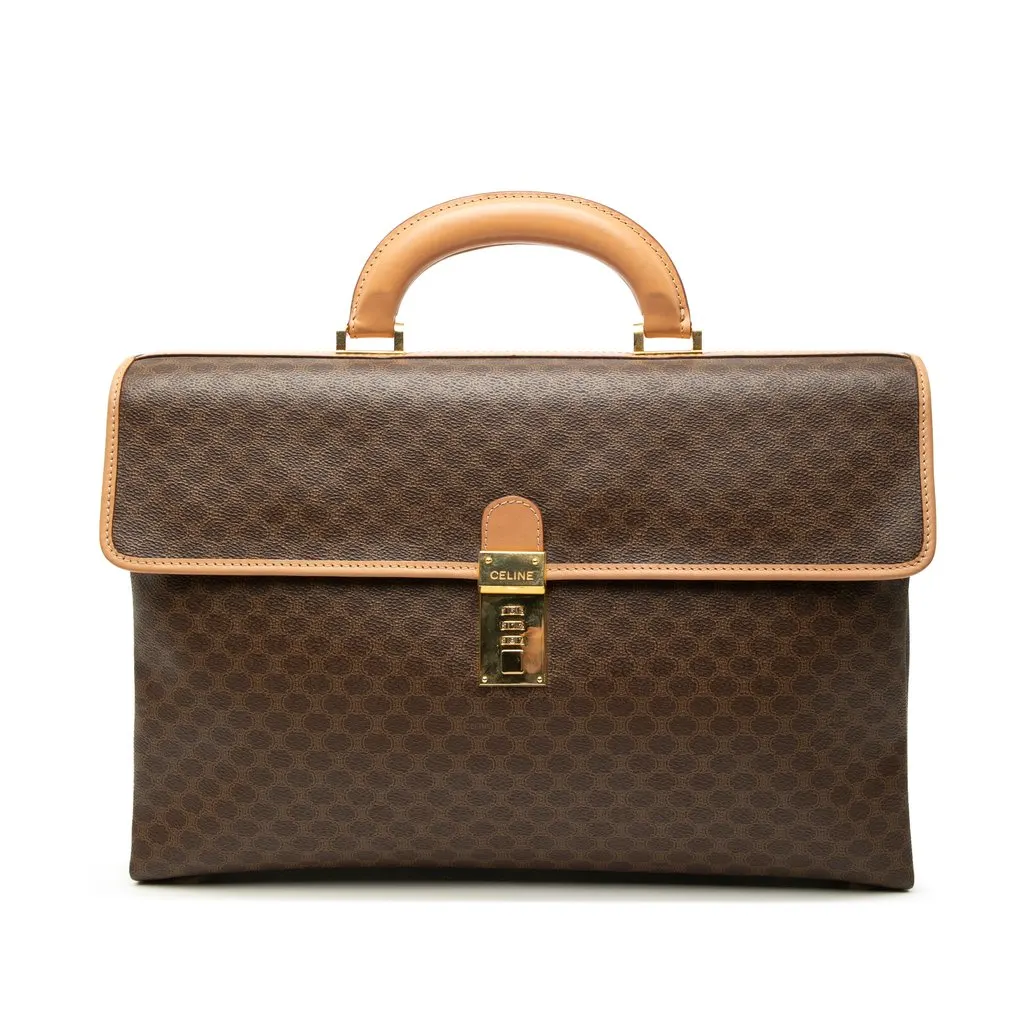 Celine Macadam Coated Canvas Business Bag Brown Very good - Front View