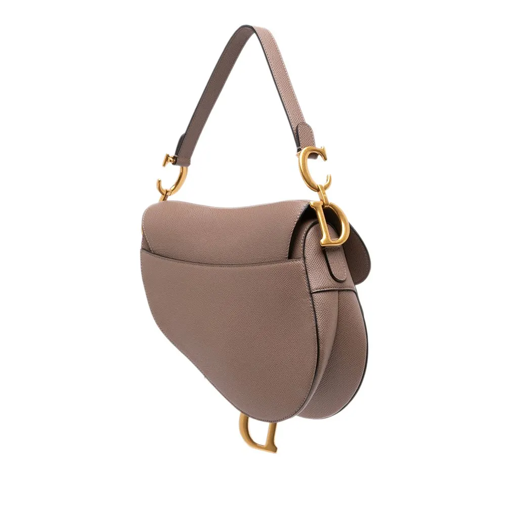 Dior Grained Calfskin Saddle Bag Brown Leather Very good - Back View