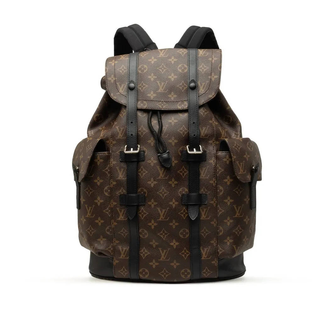 Louis Vuitton Monogram Macassar Christopher Backpack MM Brown Canvas Very good - Front View