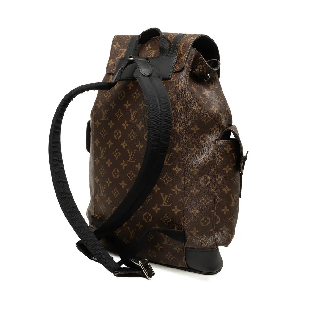 Louis Vuitton Monogram Macassar Christopher Backpack MM Brown Canvas Very good - Back View
