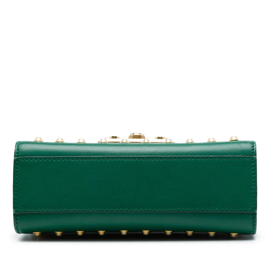 Gucci Small Pearl Studded Leather Padlock Crossbody Green Leather Very good - Inside View