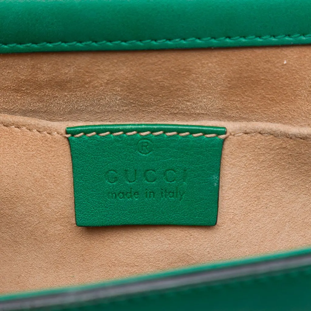 Gucci Small Pearl Studded Leather Padlock Crossbody Green Leather Very good - Box View