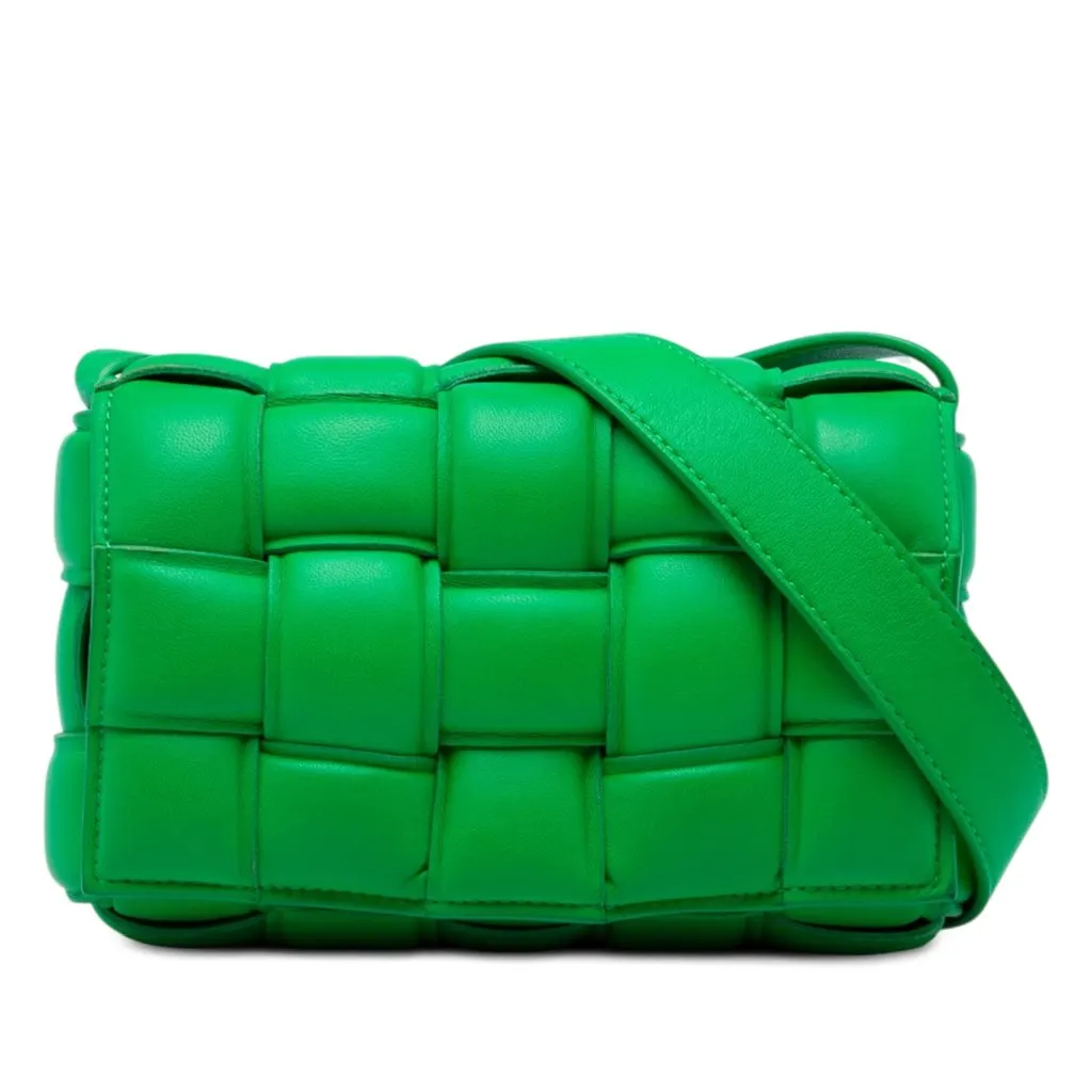 Bottega Veneta Small Nappa Intrecciato Padded Cassette Crossbody Green Leather Very good - Front View