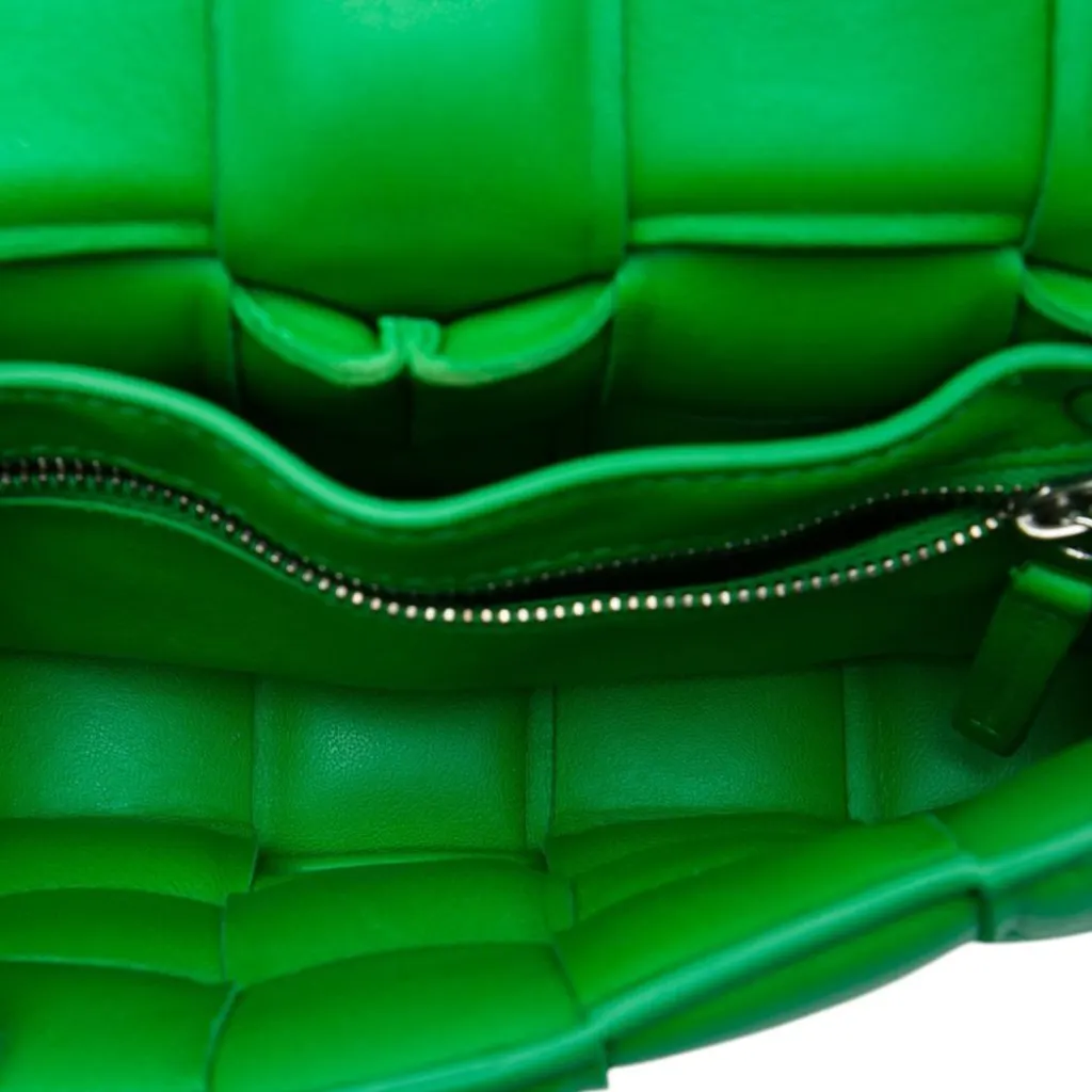 Bottega Veneta Small Nappa Intrecciato Padded Cassette Crossbody Green Leather Very good - Model View