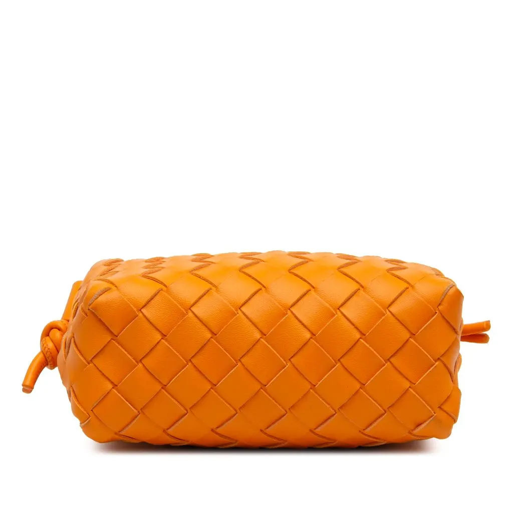 Bottega Veneta Mini Lambskin Intrecciato Loop Camera Bag Orange Leather Very good - Inside View
