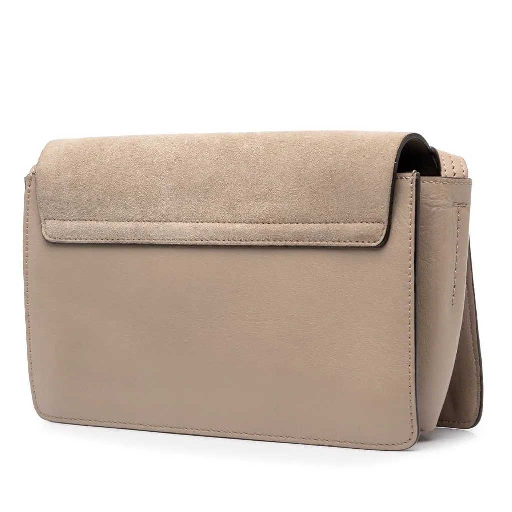 Chloé Small Suede and Calfskin Faye Crossbody Brown Leather Good - Back View