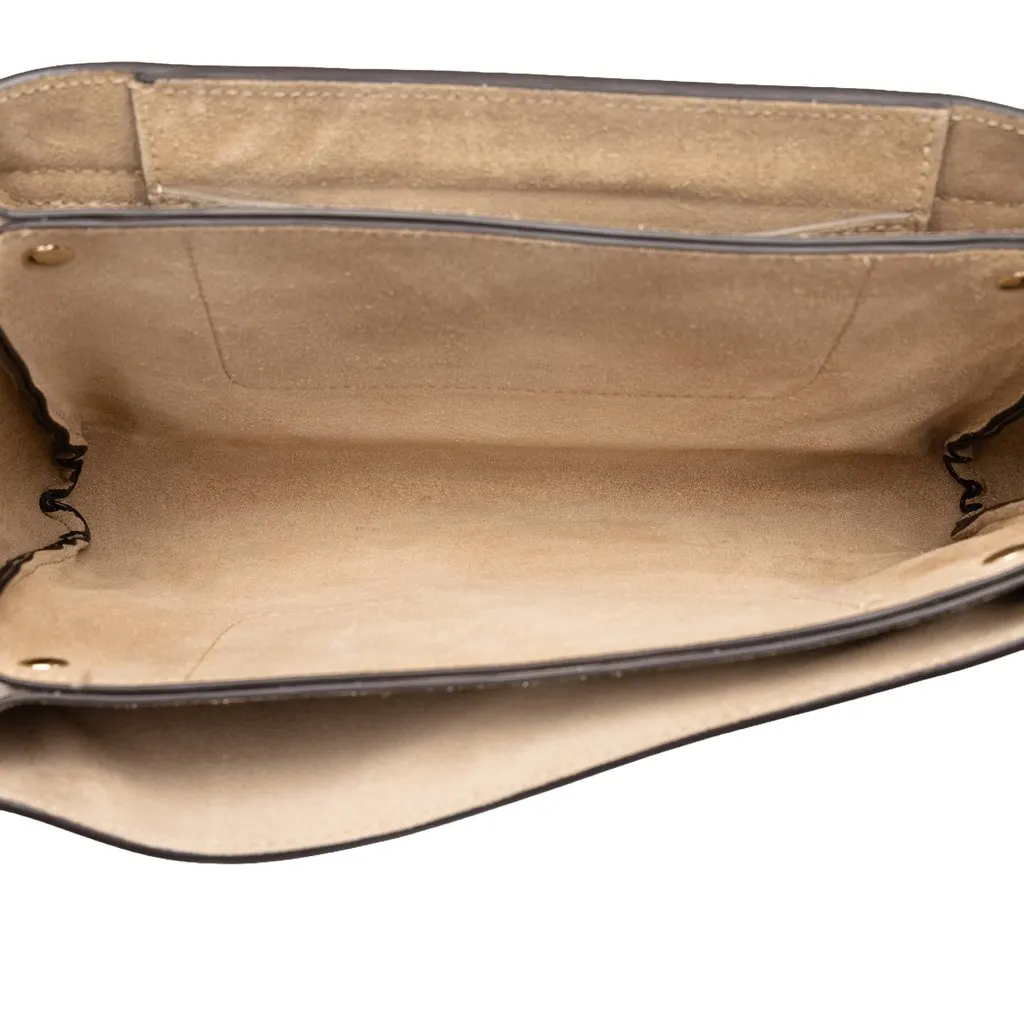 Chloé Small Suede and Calfskin Faye Crossbody Brown Leather Good - Model View