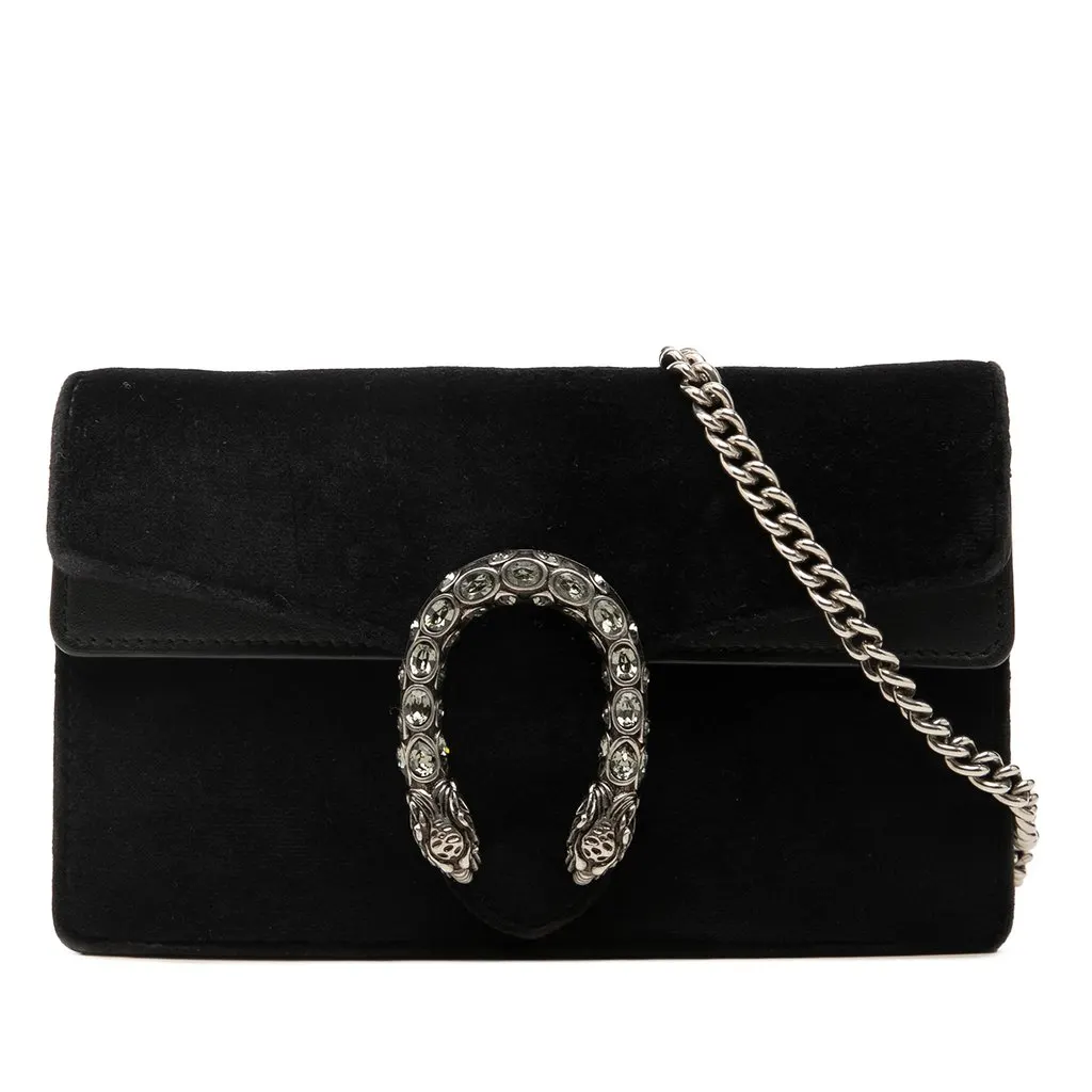 Gucci Mini Velvet Dionysus Crossbody Black Velvet Good - Front View
