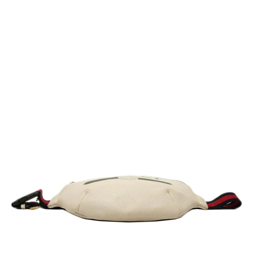Gucci Grained Calfskin Logo Belt Bag White Leather Very good - Inside View