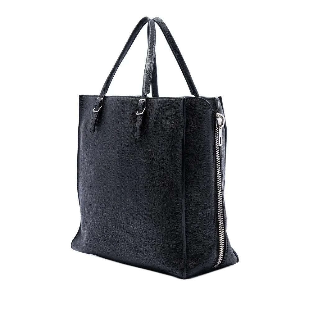 Balenciaga Leather Papier A5 Side Zip Tote Black Leather Good - Back View