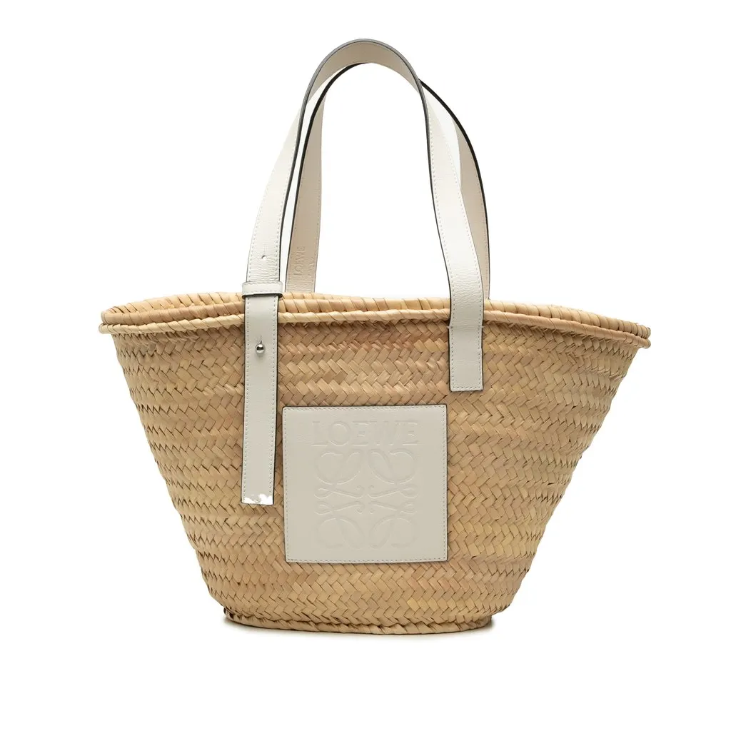LOEWE Medium Raffia Anagram Basket Tote Beige Very good - Front View