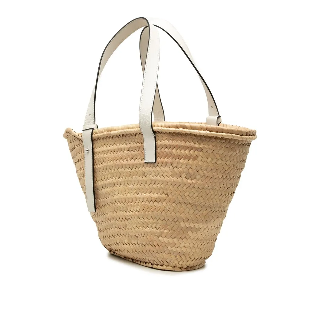 LOEWE Medium Raffia Anagram Basket Tote Beige Very good - Back View