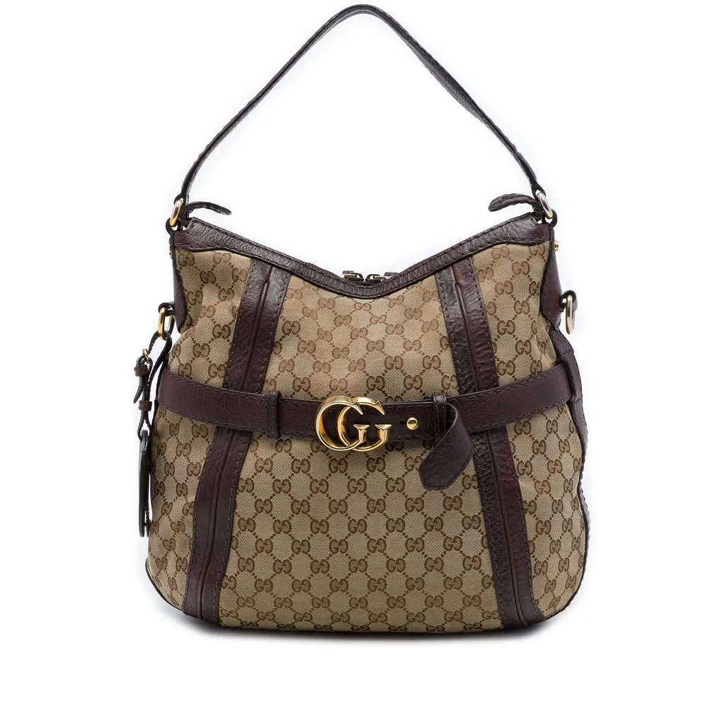 Gucci Medium GG Canvas Running Satchel Beige Very good - Front View