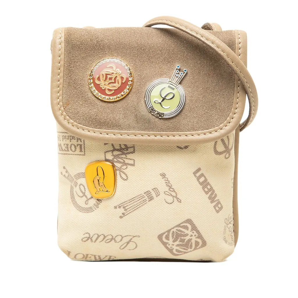 Loewe 160th Anniversary Suede Trimmed Canvas Crossbody