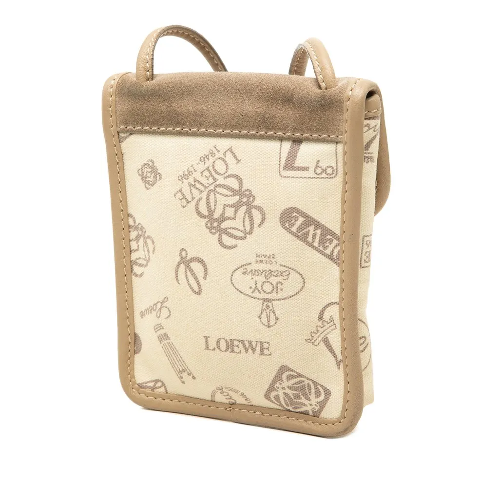 Loewe 160th Anniversary Suede Trimmed Canvas Crossbody Beige Canvas Good - Back View