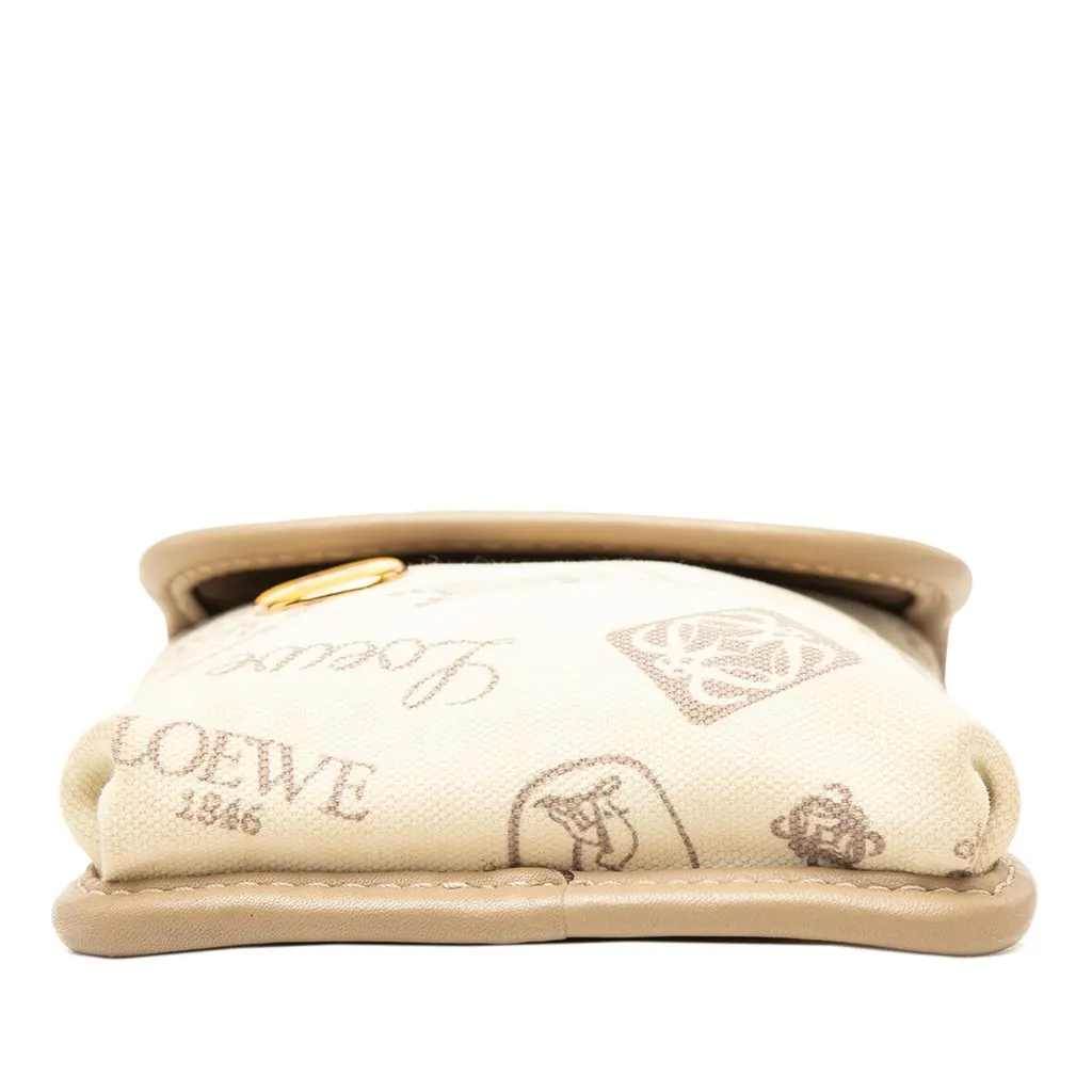 Loewe 160th Anniversary Suede Trimmed Canvas Crossbody Beige Canvas Good - Inside View