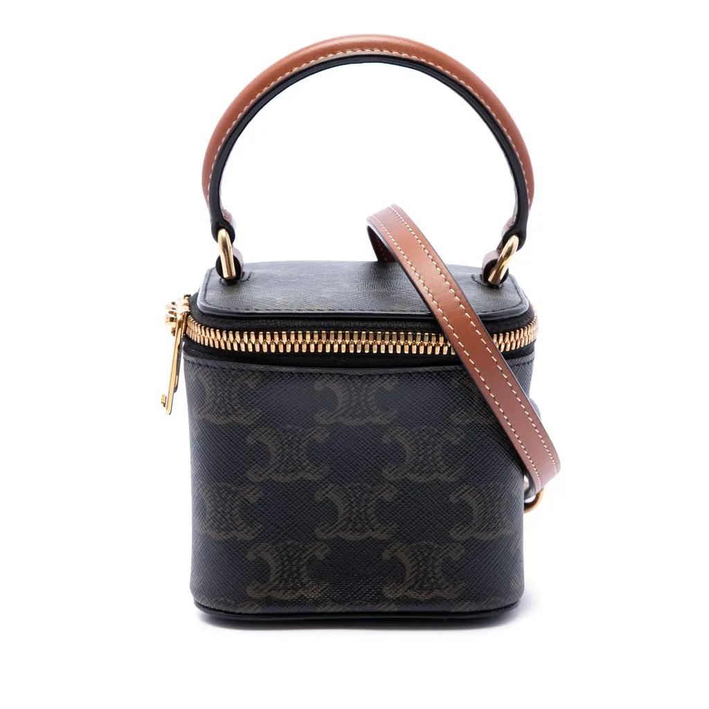 Celine Mini Triomphe Coated Canvas Vanity Case Brown Very good - Front View