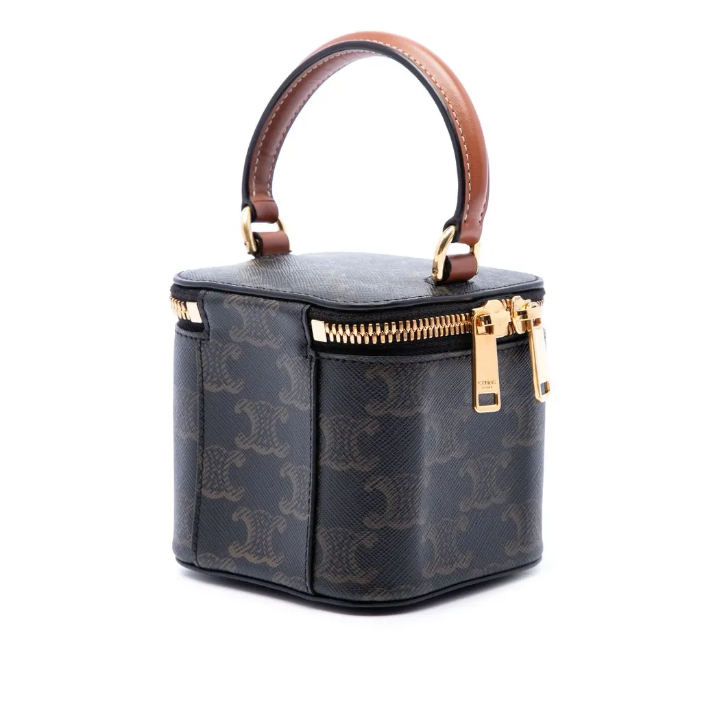 Celine Mini Triomphe Coated Canvas Vanity Case Brown Very good - Back View