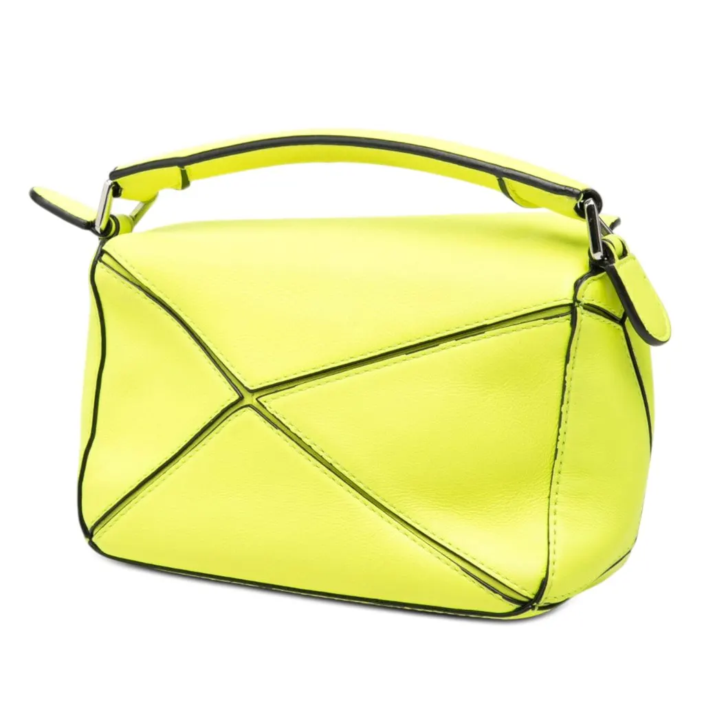LOEWE Mini Calfskin Puzzle Satchel Yellow Leather Very good - Back View