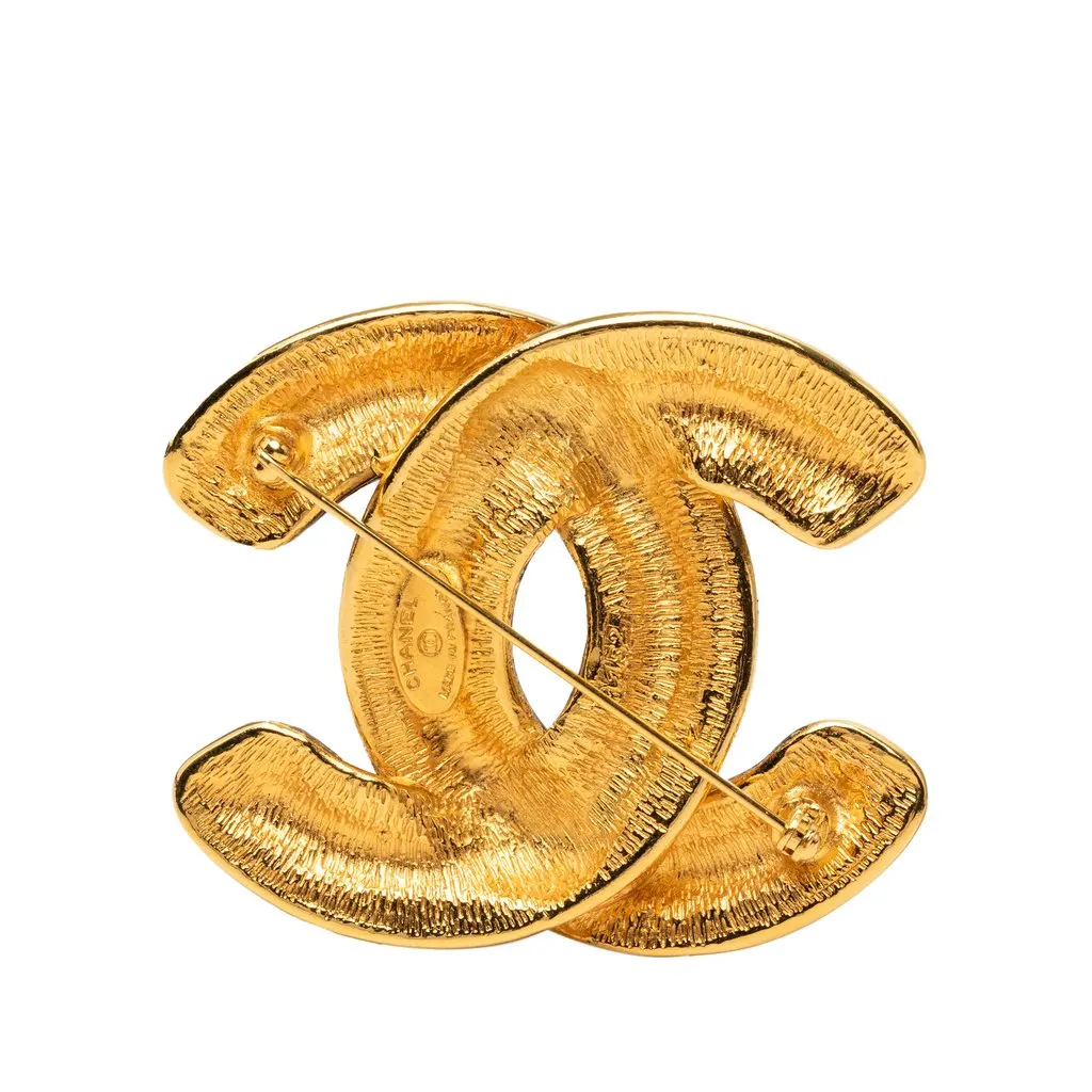 Chanel CC Gold Plated Quilted Pin Brooch Gold Metal Very good - Back View