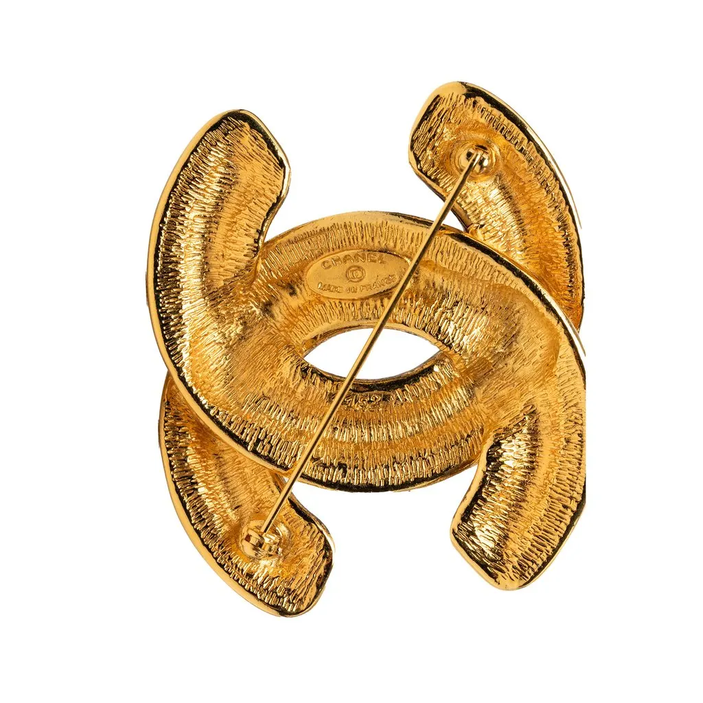 Chanel CC Gold Plated Quilted Pin Brooch Gold Metal Very good - Inside View