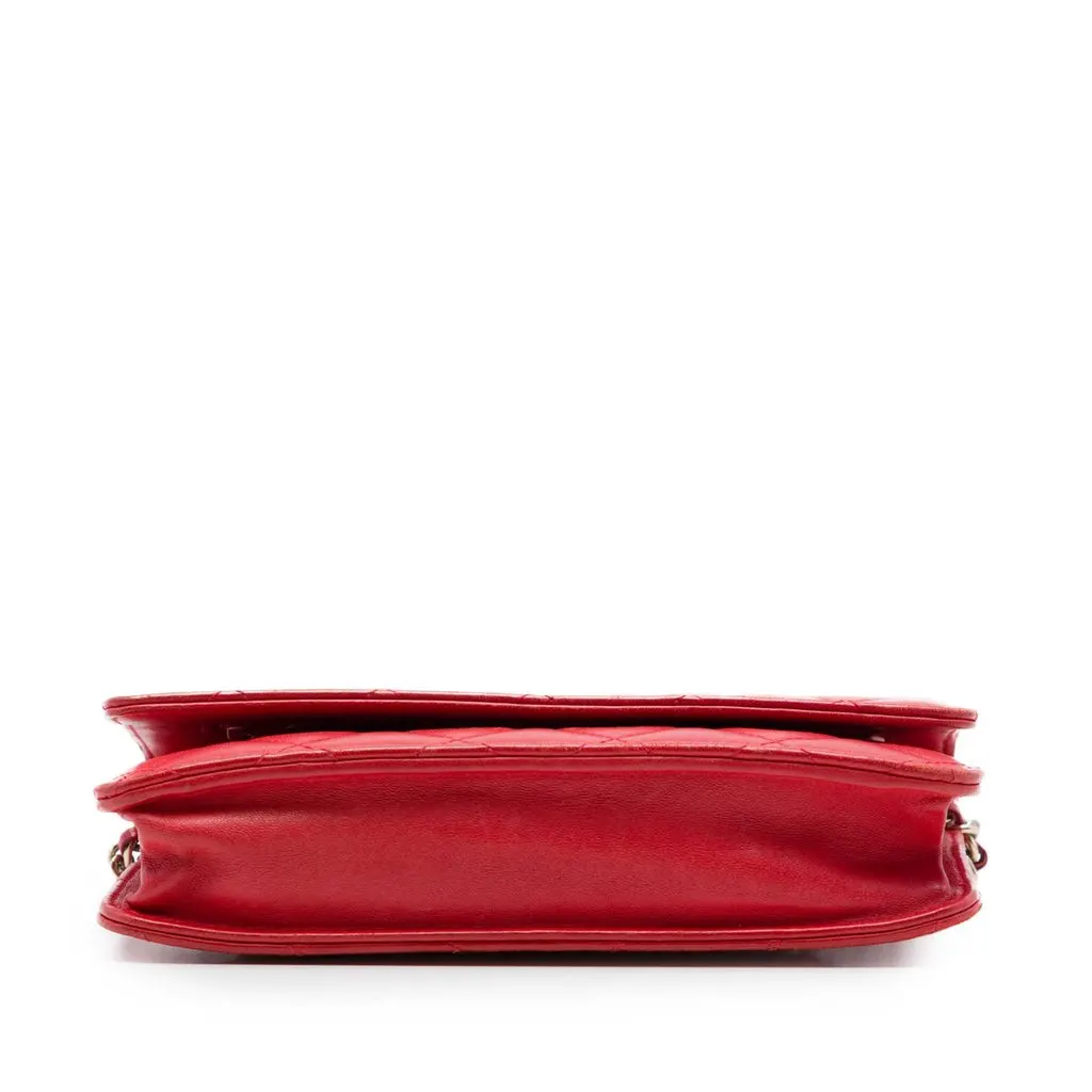 Chanel CC Quilted Lambskin Wallet on Chain Red Leather Very good - Inside View