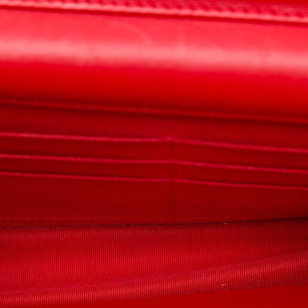 Chanel CC Quilted Lambskin Wallet on Chain Red Leather Very good - Model View