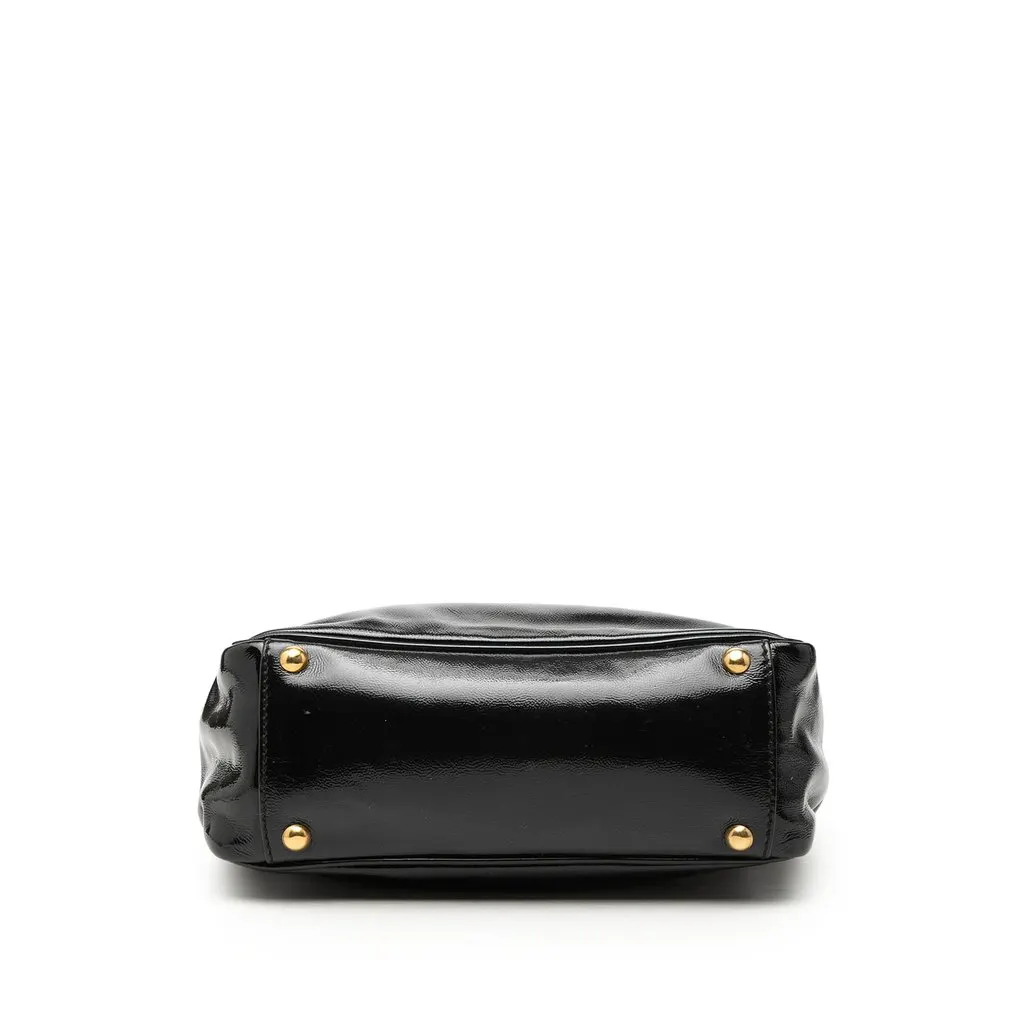 Saint Laurent Small Textured Patent Y Mail Tote Black Leather Very good - Inside View