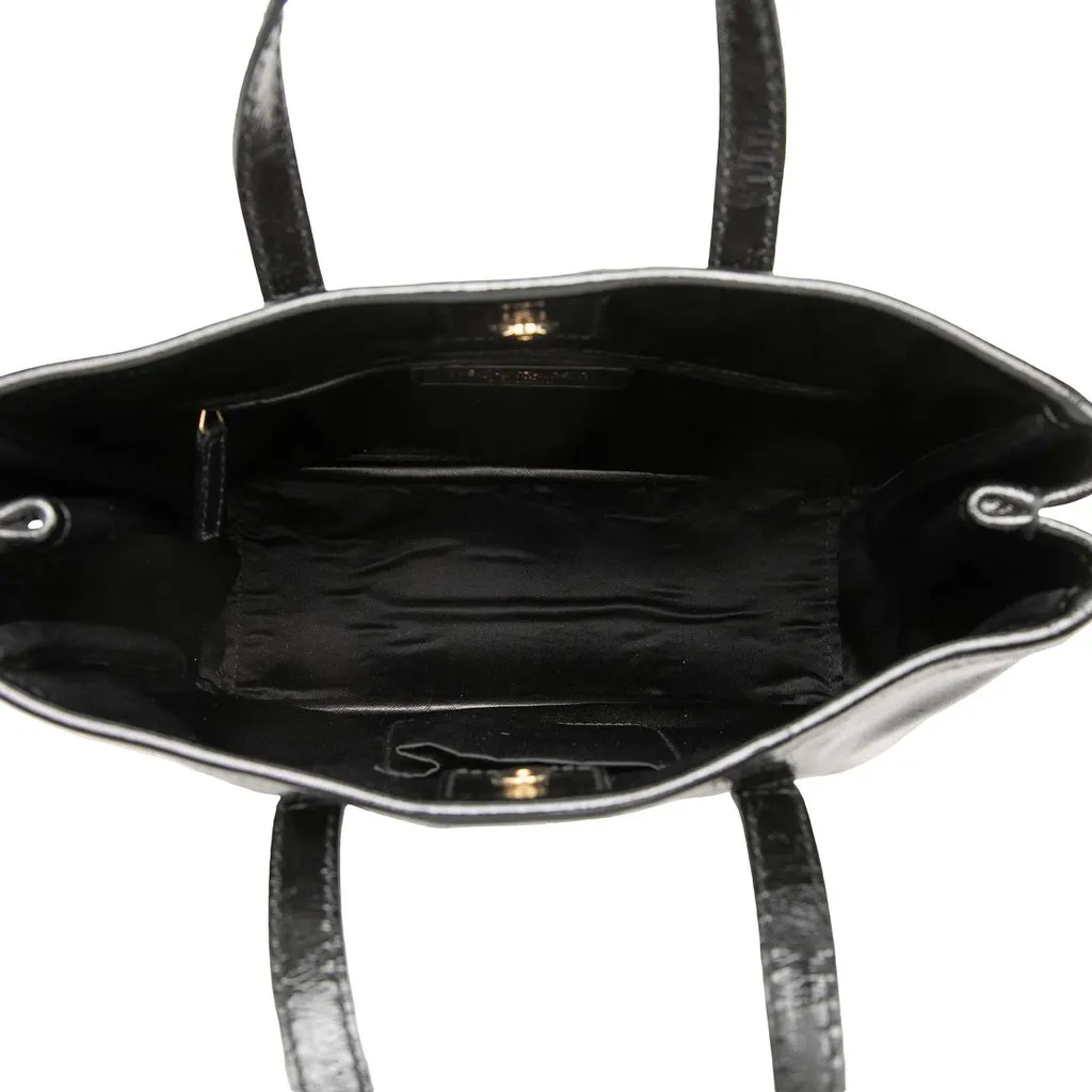 Saint Laurent Small Textured Patent Y Mail Tote Black Leather Very good - Model View