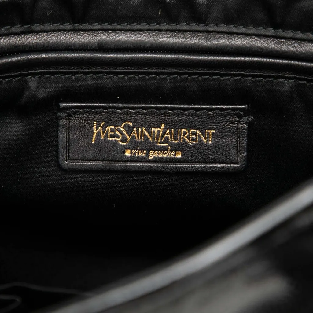 Saint Laurent Small Textured Patent Y Mail Tote Black Leather Very good - Box View