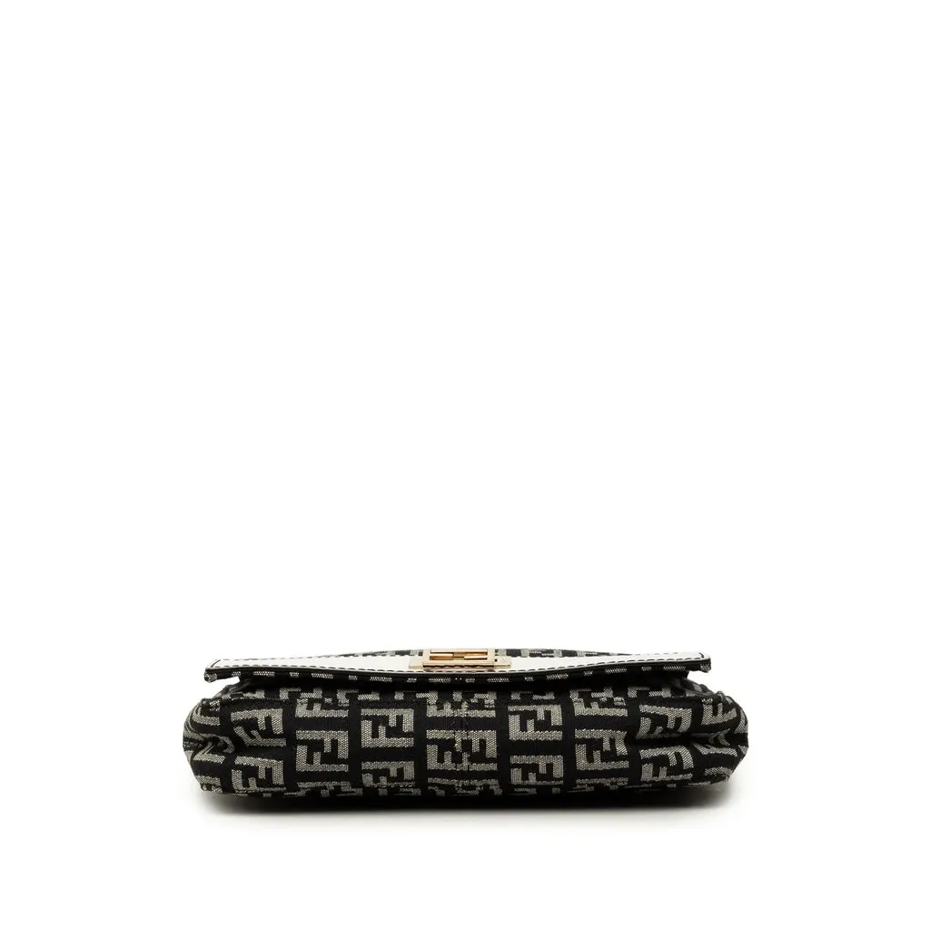 Fendi Zucchino Canvas Shoulder Bag Black Good - Inside View