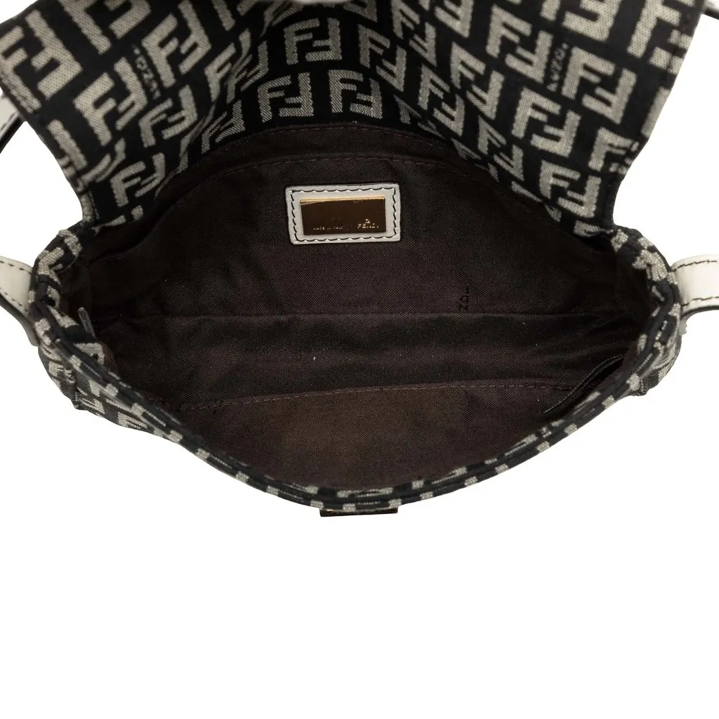 Fendi Zucchino Canvas Shoulder Bag Black Good - Model View